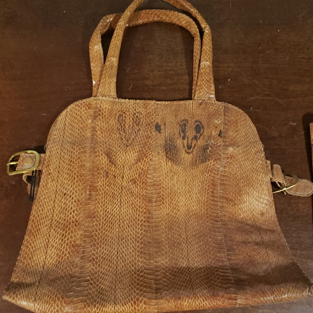 Handmade Vintage Genuine Snakeskin Handbag - Picture 2 of 8